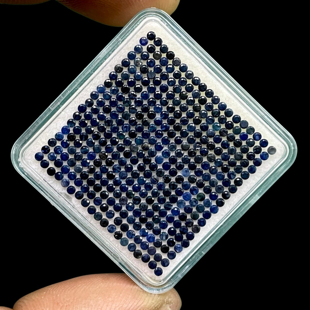 100 Pcs Natural Blue Sapphire 1.6mm Round Cut Calibrated Loose Gemstones Lot