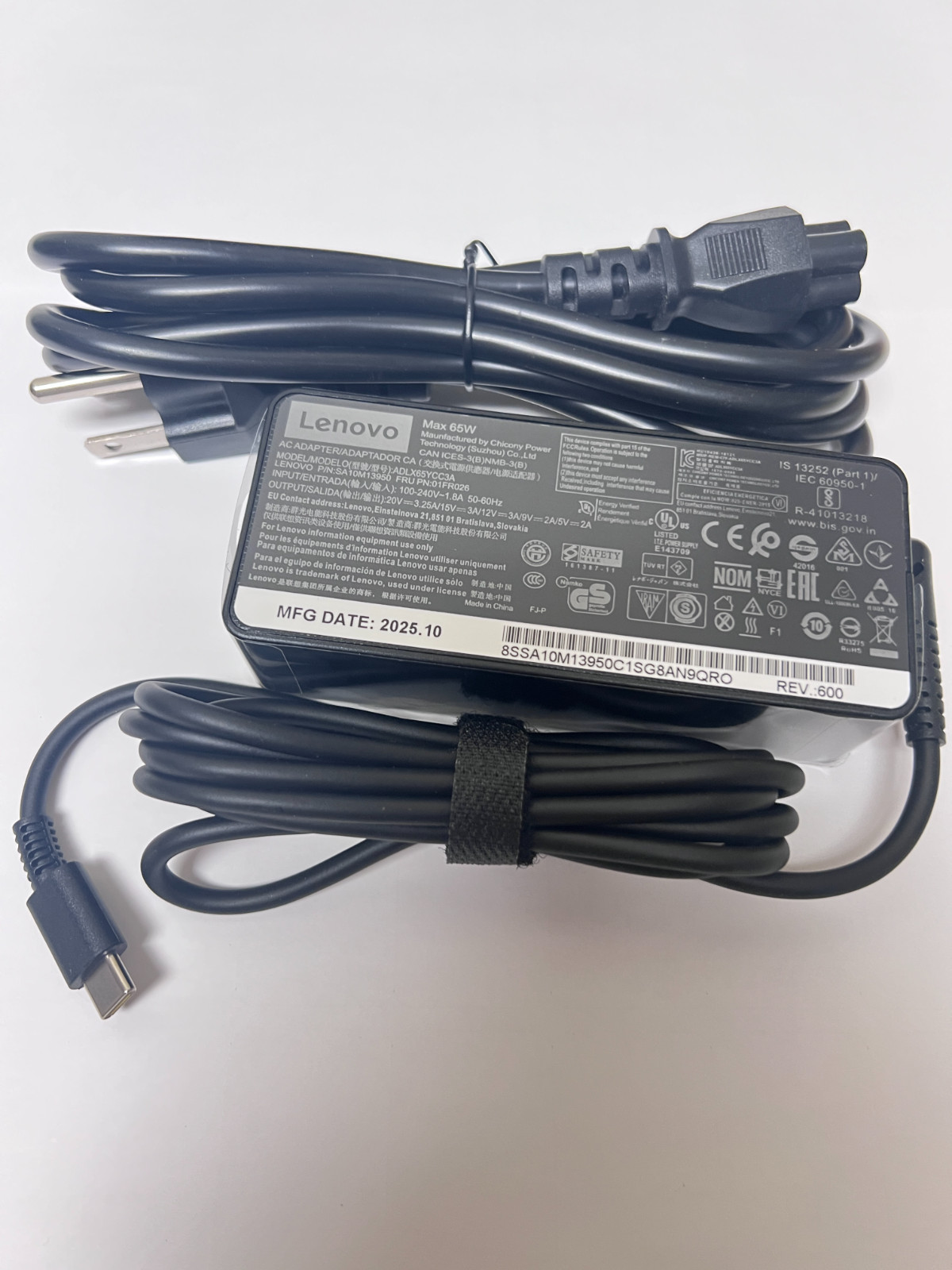 Genuine 65W USB-C Type-C Laptop Adapter Charger Lenovo ADLX65YLC3A ThinkPad X1