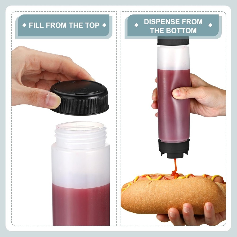 6 Pcs 16 Oz Condiment Squeeze Bottles Inverted Plastic Squeeze Bottle for7554