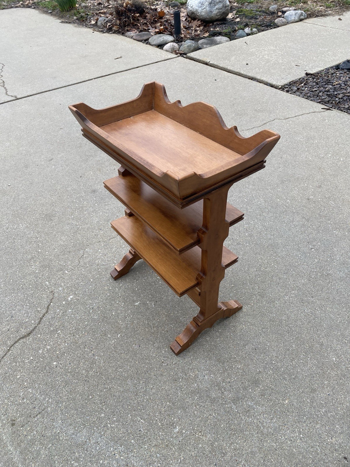 Tell City Chair Company Solid Hard Rock Maple Andover Unique 3 Tier  Side Table