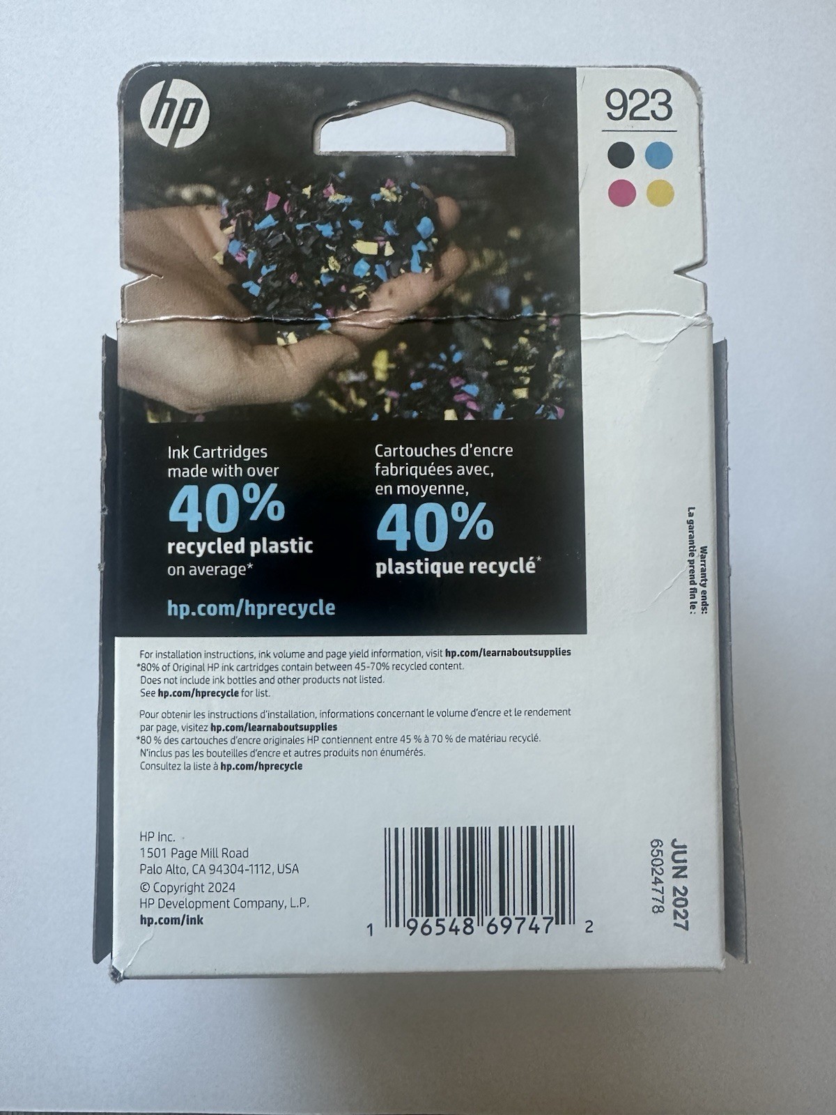 HP 923 Black/Magenta/Yellow/Cyan Original Ink Cartridges Cartridges, 6C3Y6LN