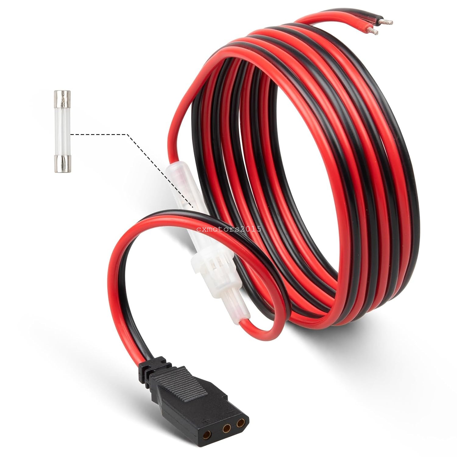 CB Radio Power Cord 3Pin Conector 16AWG Wire w/ 15A Fuse For Cobra Uniden Connex