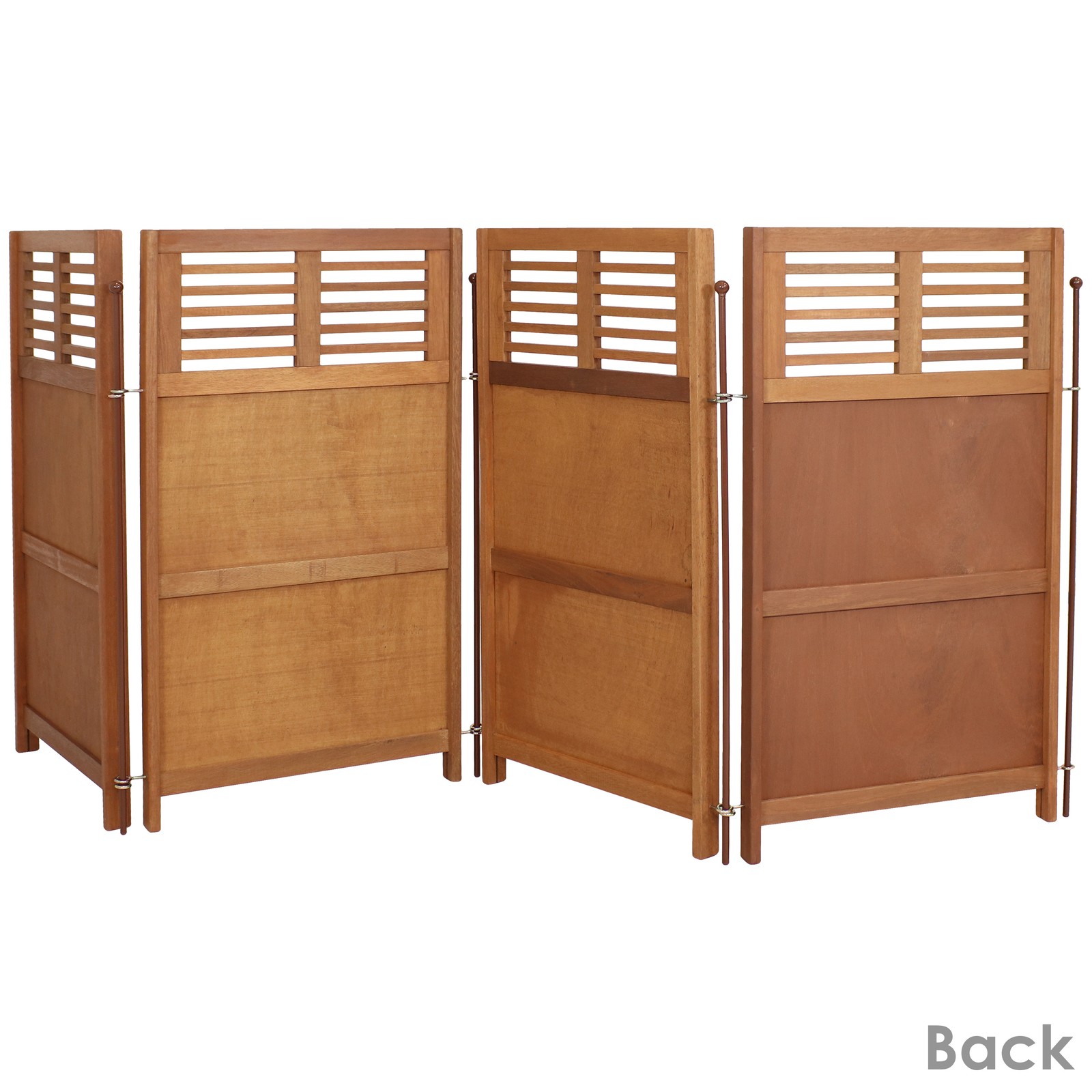 Meranti Wood/Teak Oil Finish Folding Privacy Screen - 44 in by Sunnydaze
