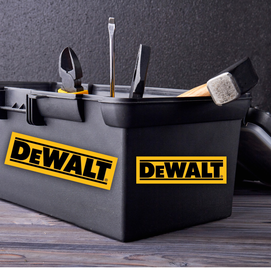 Dewalt Tools Black Text Logo Vinyl Decal (Group of 2) - Different Sizes