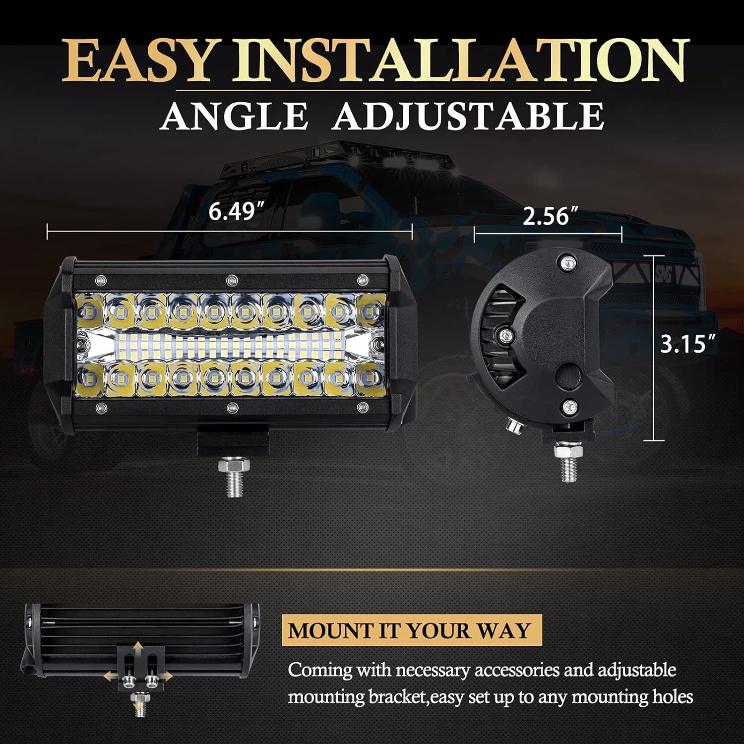 4x 7Inch 20000W LED Work Light Bar Flood Spot Pods Offroad Fog Driving ATV Truck