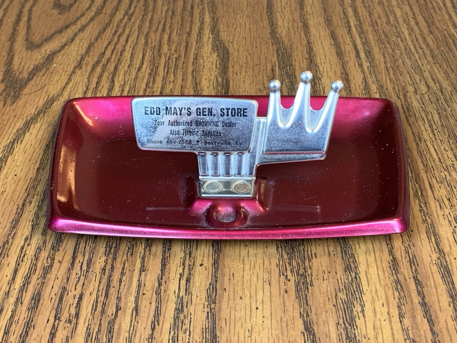 Vintage Art Deco Ashtray Metal Mays General Store Browning Dealer Beattyville,Ky