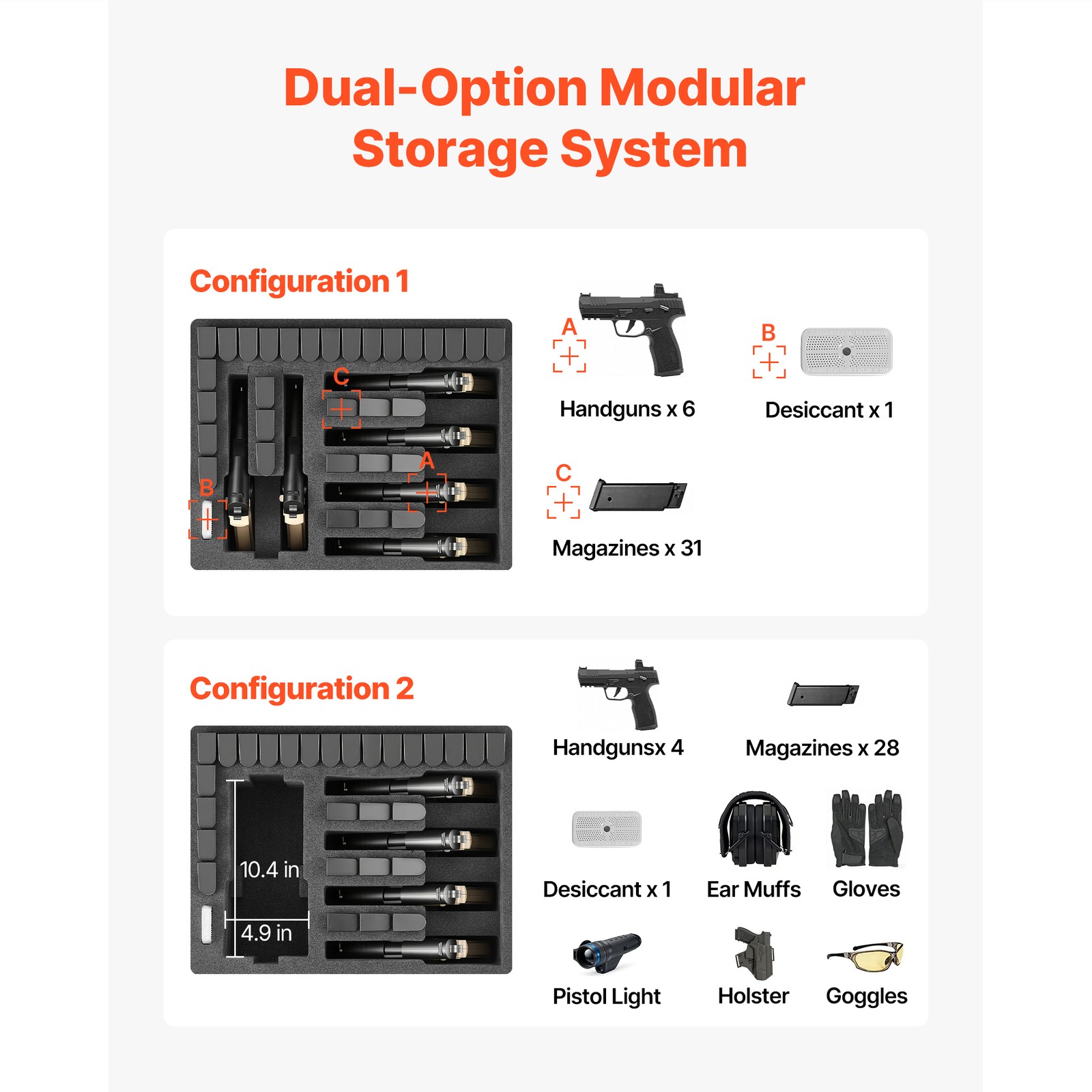 Uimoso Hard Pistol Case with Foam Interior for Secure Storage 18.7x12.5x7.5in