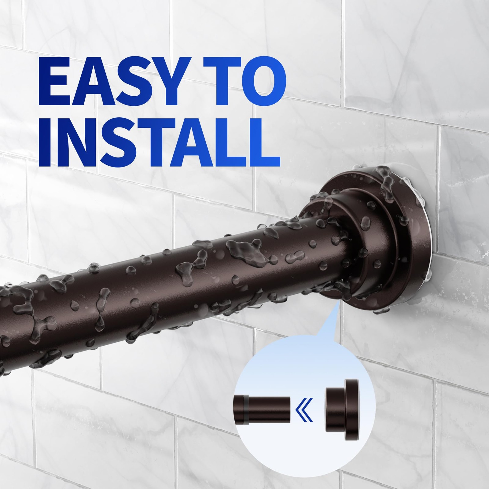 Heavy Duty Tension Shower Curtain Rod, Adjustable 28-74 inch, No Drill