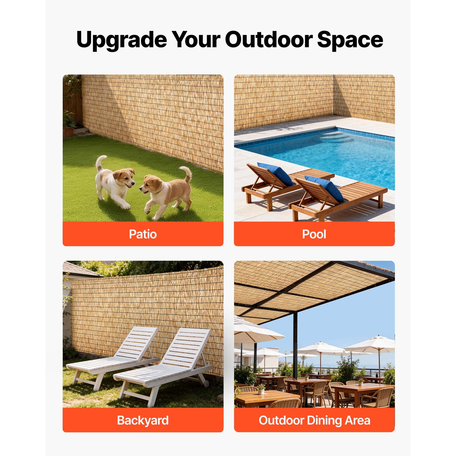 Uimoso Natural Reed Fence Panel 5.58 x 16.4 ft Privacy Screen Roll for Garden