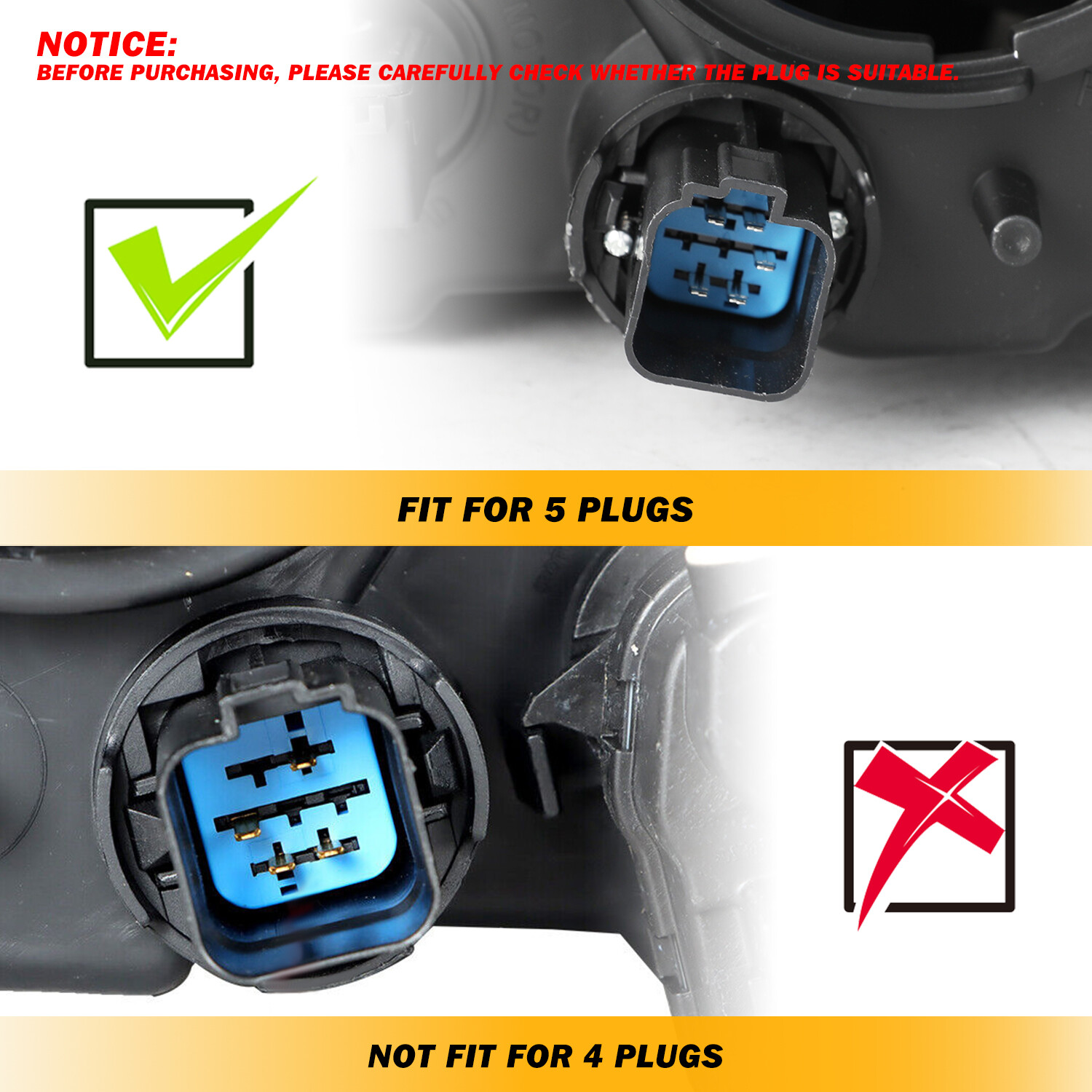 For 2011 2012 2013 2014 Ford Edge Halogen Model Headlight Driver & Passenger