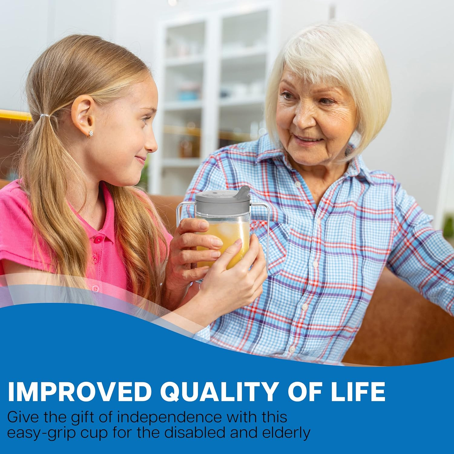 12oz Adult Sippy Cup with Handles - Independence Sip Cups for Adults with Limite