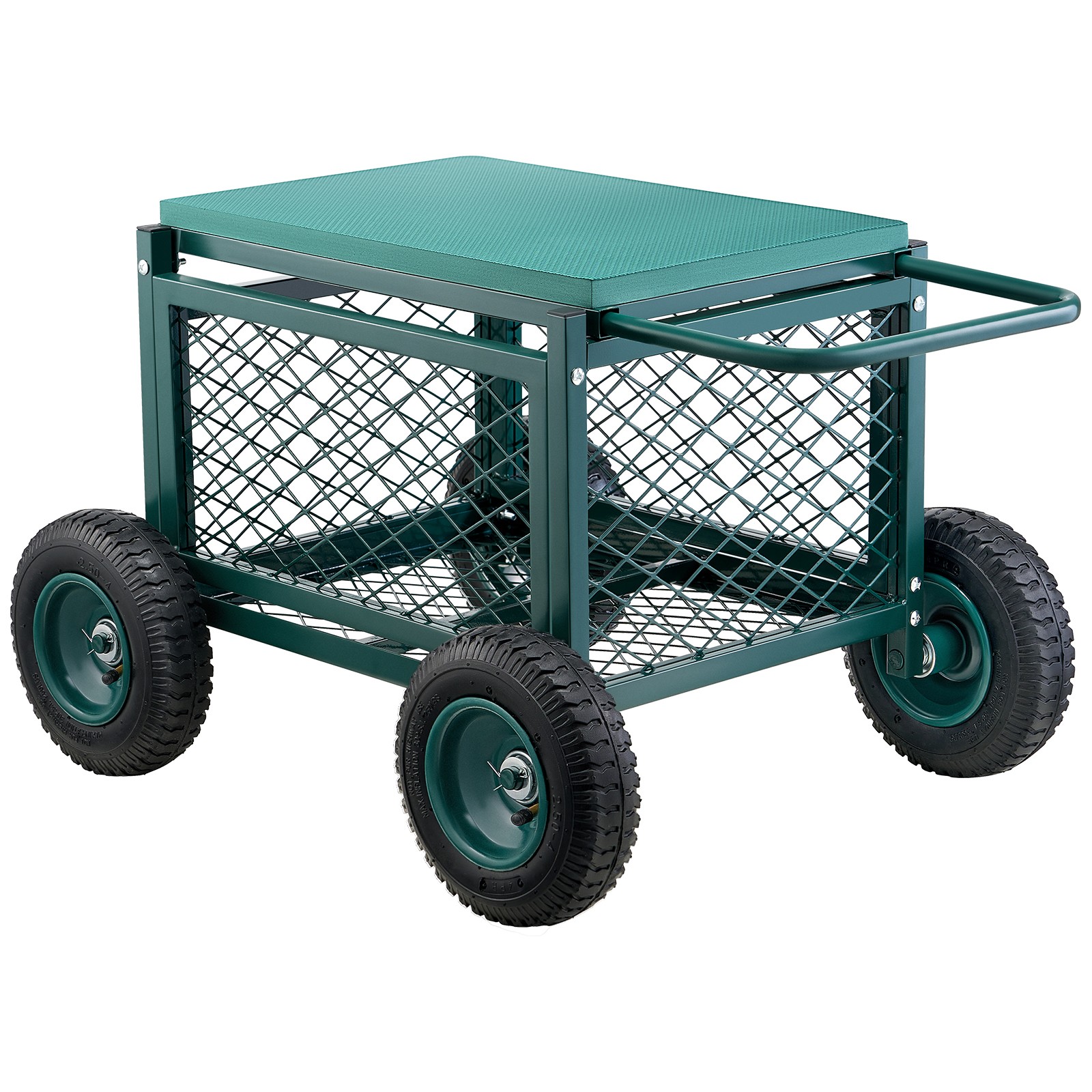 Rolling Garden Seat with Wheel 400LB Heavy Duty Metal Garden Cart with Storage
