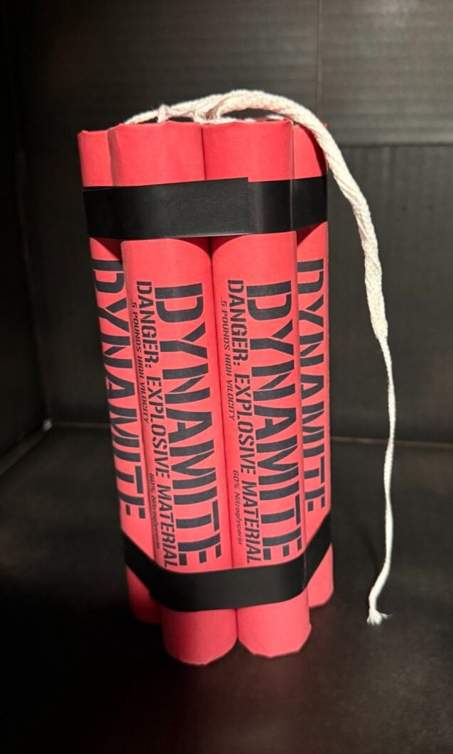 TNT Dynamite Bundle Replica Prop - 7 Sticks 8.25" x 1.3" each Display, Decor