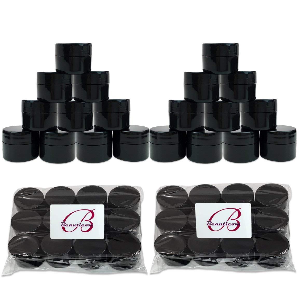 24 Pieces 7G/7ML Black Thick Cosmetic Sample Container Jars with Lid BPA Free