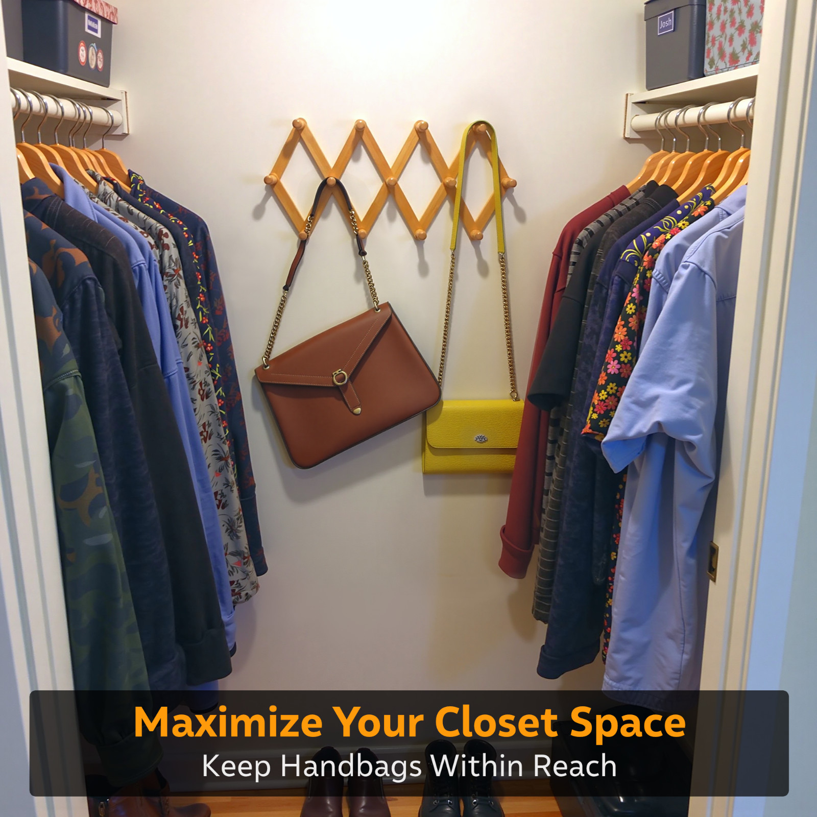 NNX Premium Accordion Rack for Wall, Expandable Coat Rack, Hat Organizer, Bamboo