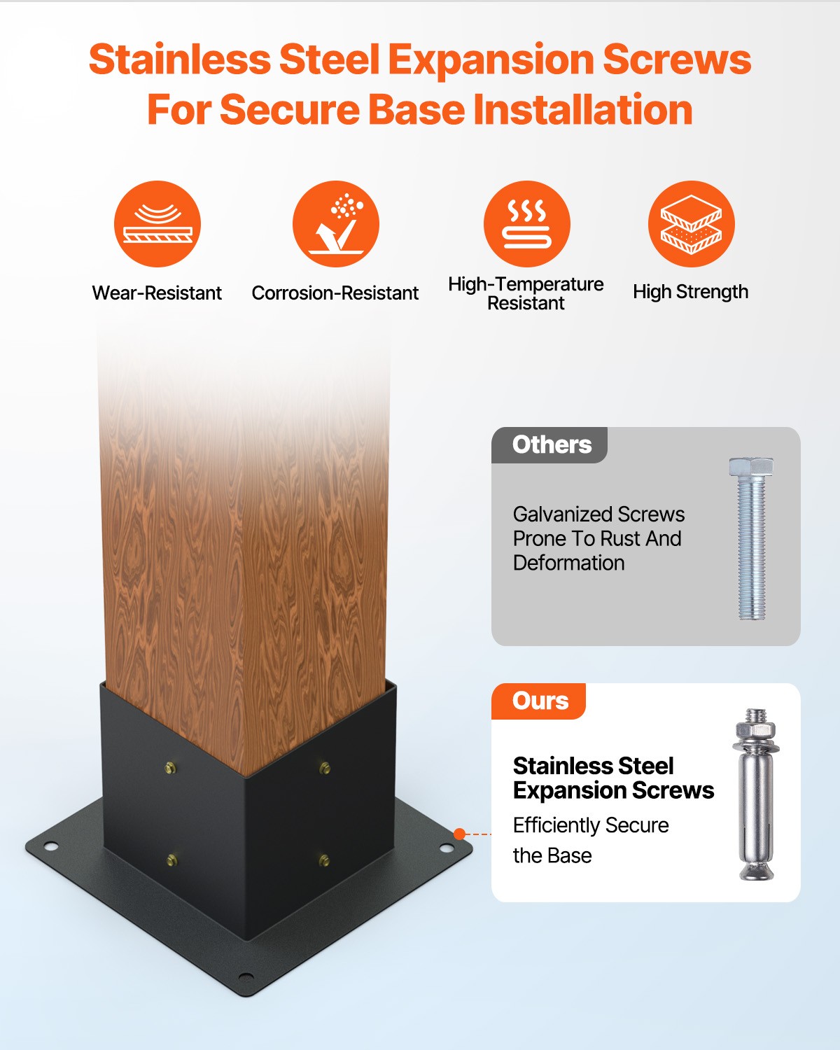 VEVOR 6x6" Pergola Bracket Kit Inner 5.5x5.5 3-Way Brackets 4 Pcs with 4 Bases