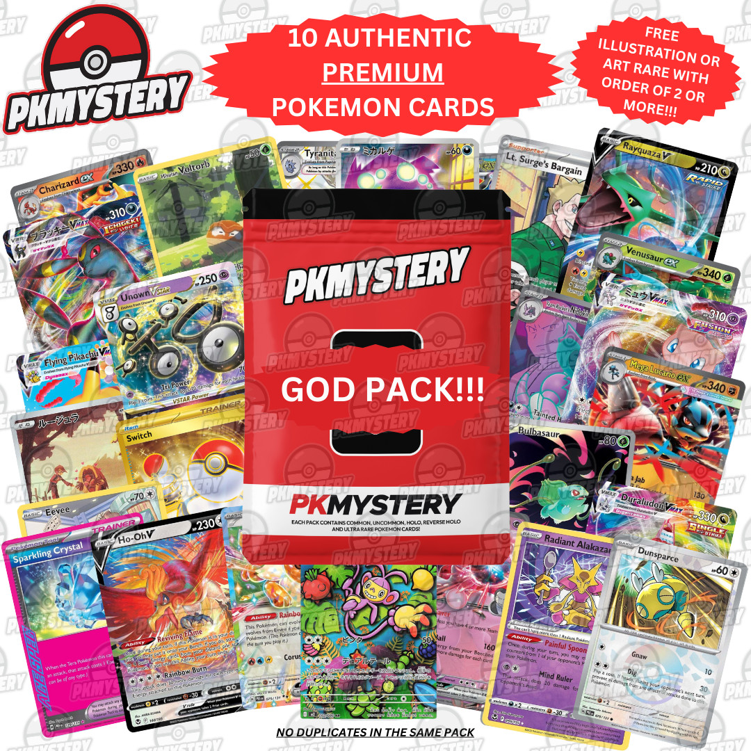 Pokemon Mystery GOD Pack! 10 GUARANTEED HITS!!! (Great Gift for Collector!)