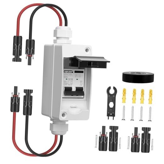 Solar Panel Disconnect Switch 50 Amp DC AC 2 Holes 500V Box & Wire 50A