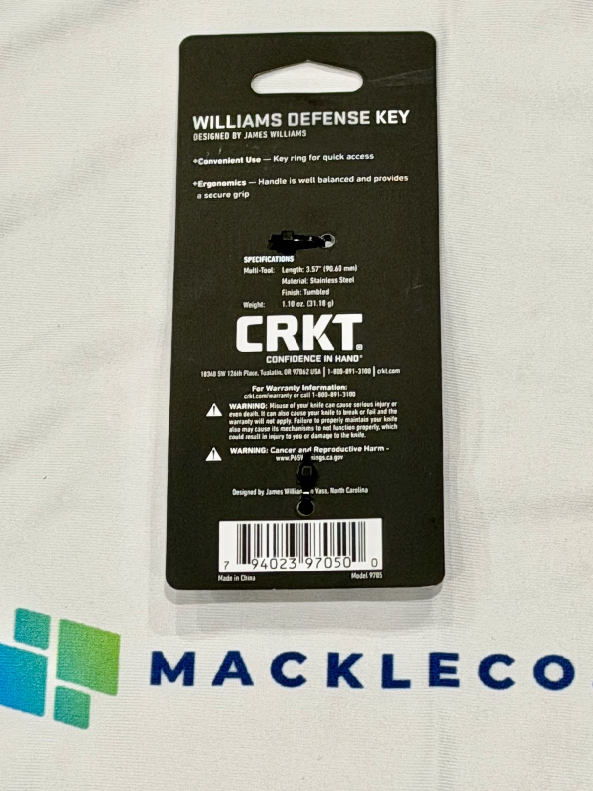CRKT 9705 Williams Defense Key Tool Phillips Screwdriver EDC Tactical Defense