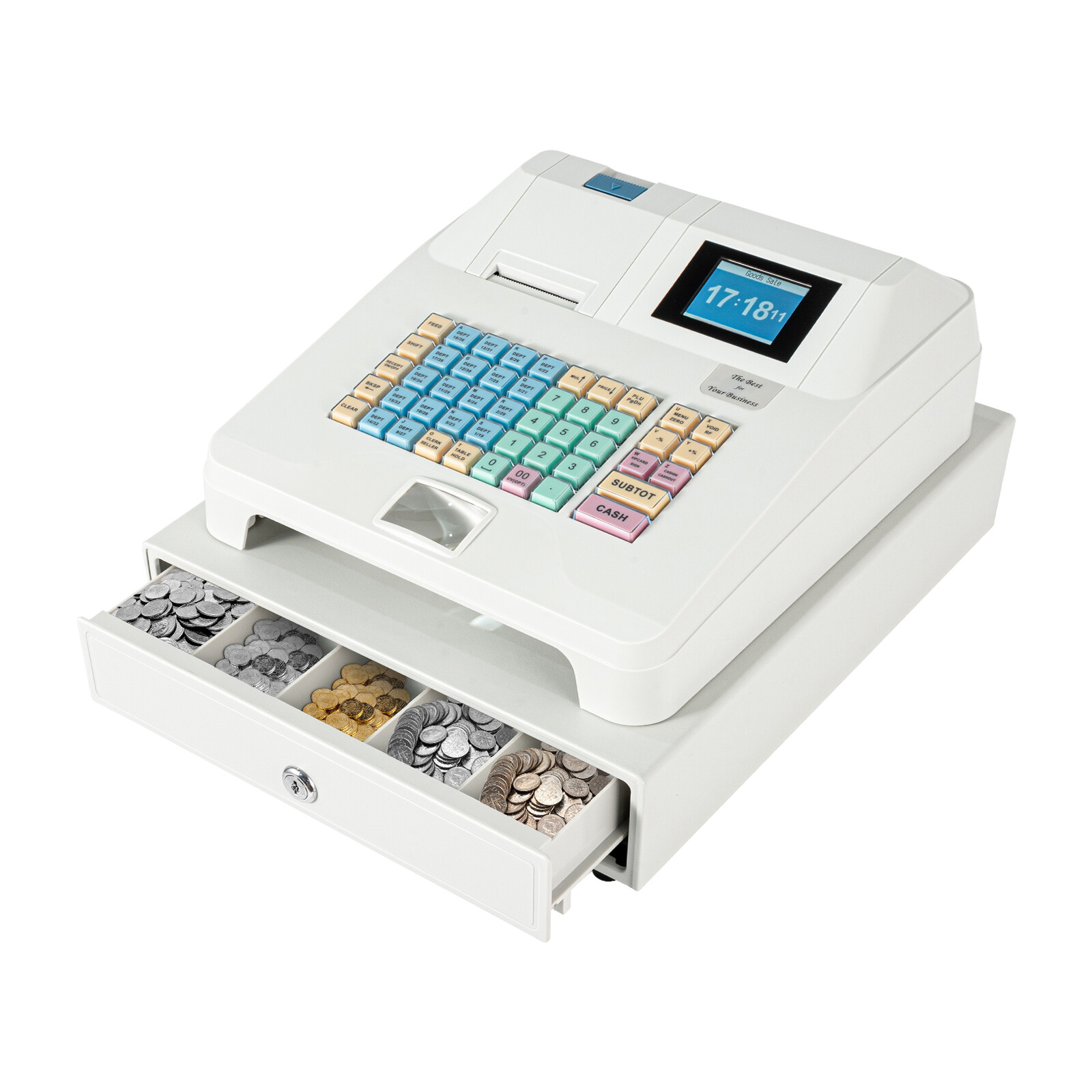 Electronic Cash Register 48Key POS Casher Digital LED Display with Drawer Retail
