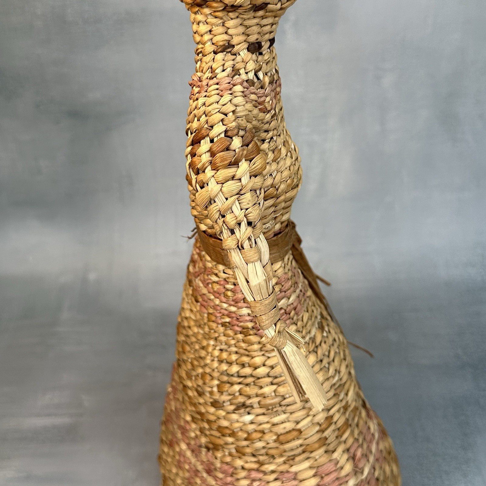 Vintage Native American Skokomish Basketry Basket Doll Woman Dress 13”