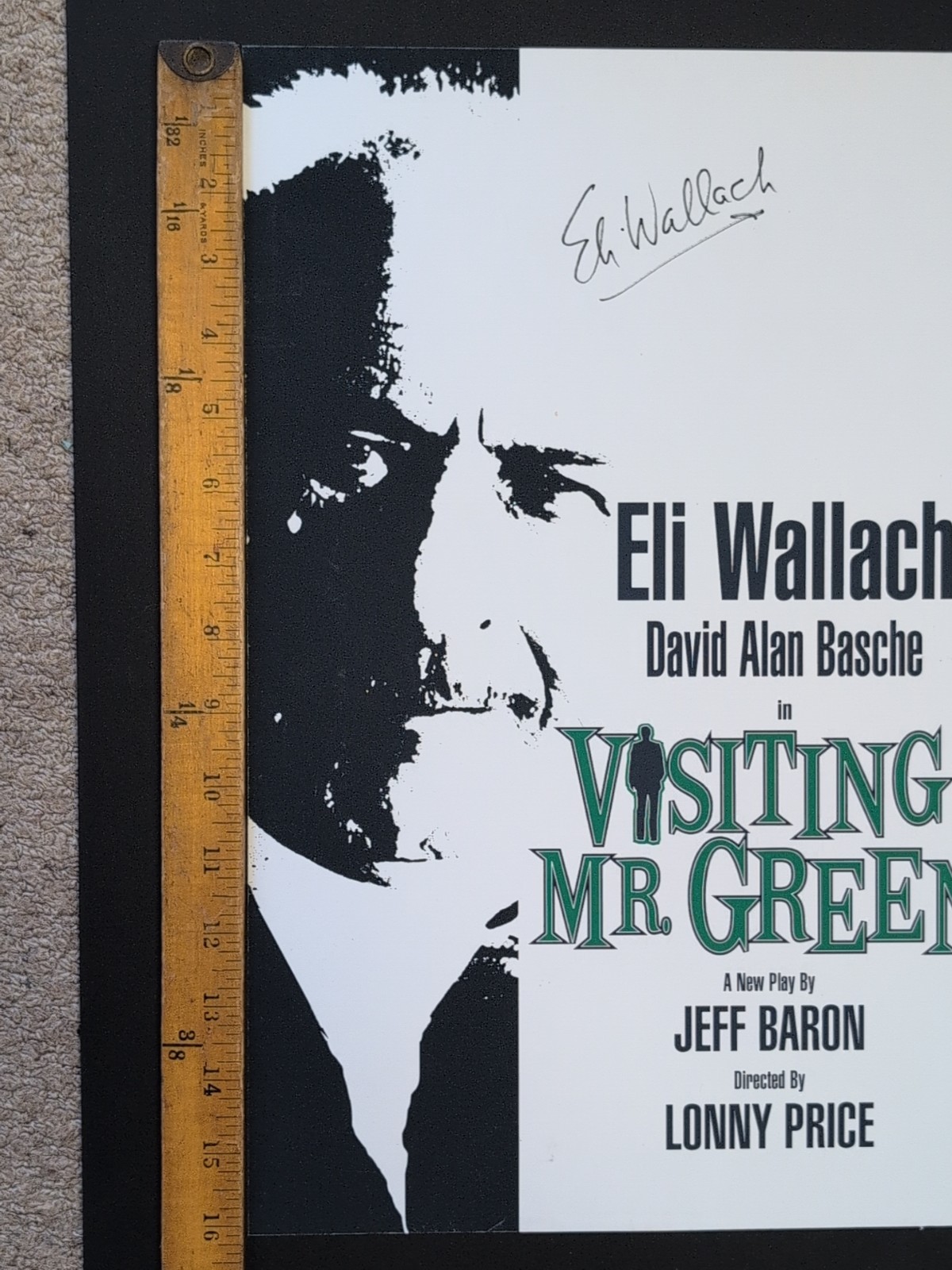Eli Wallach Signed Visiting Mr Green Broadway Theater Matted Play Poster 15 X 20