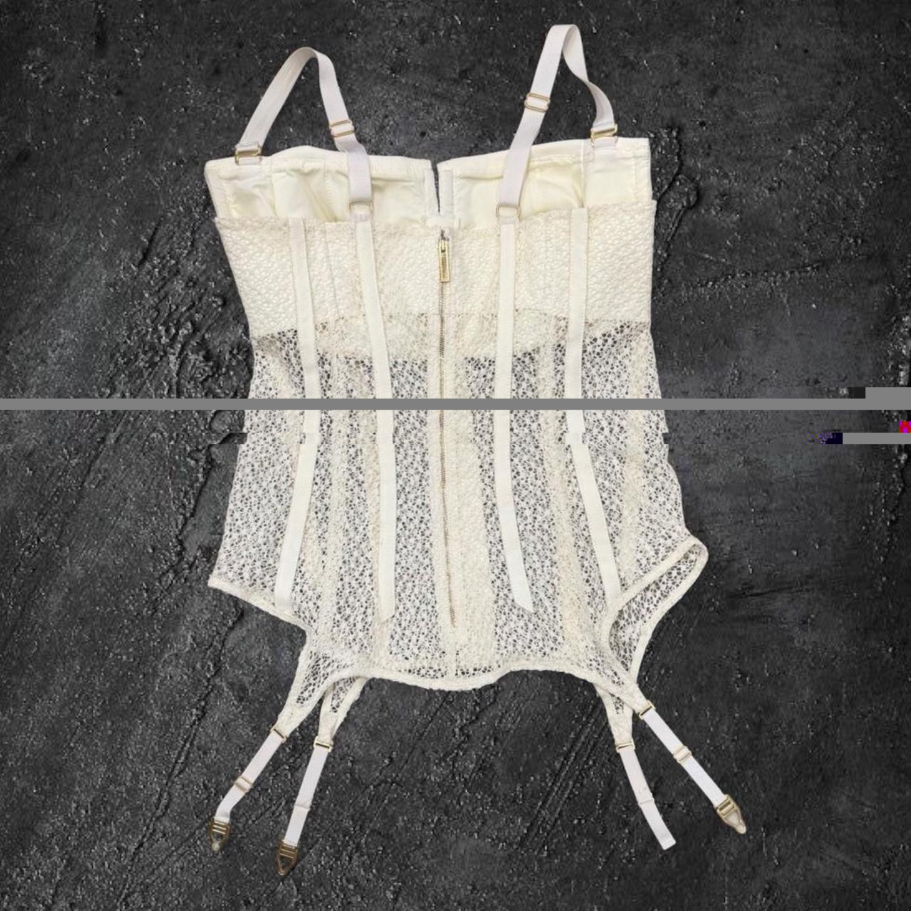 Rare Dion Lee Ivory Lace Corset Top with Garter Straps Size Large/XL