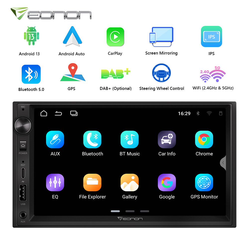 Eonon UA13 Android 13 Double 2Din 7" IPS Car Stereo Radio GPS CarPlay Audio WiFi