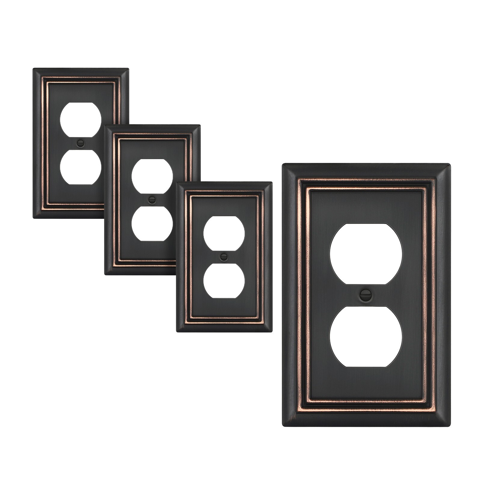 DEWENWILS 4-Pack Duplex Wall Plate, Metal Wall Outlet Cover, Aged Bronze, Duplex