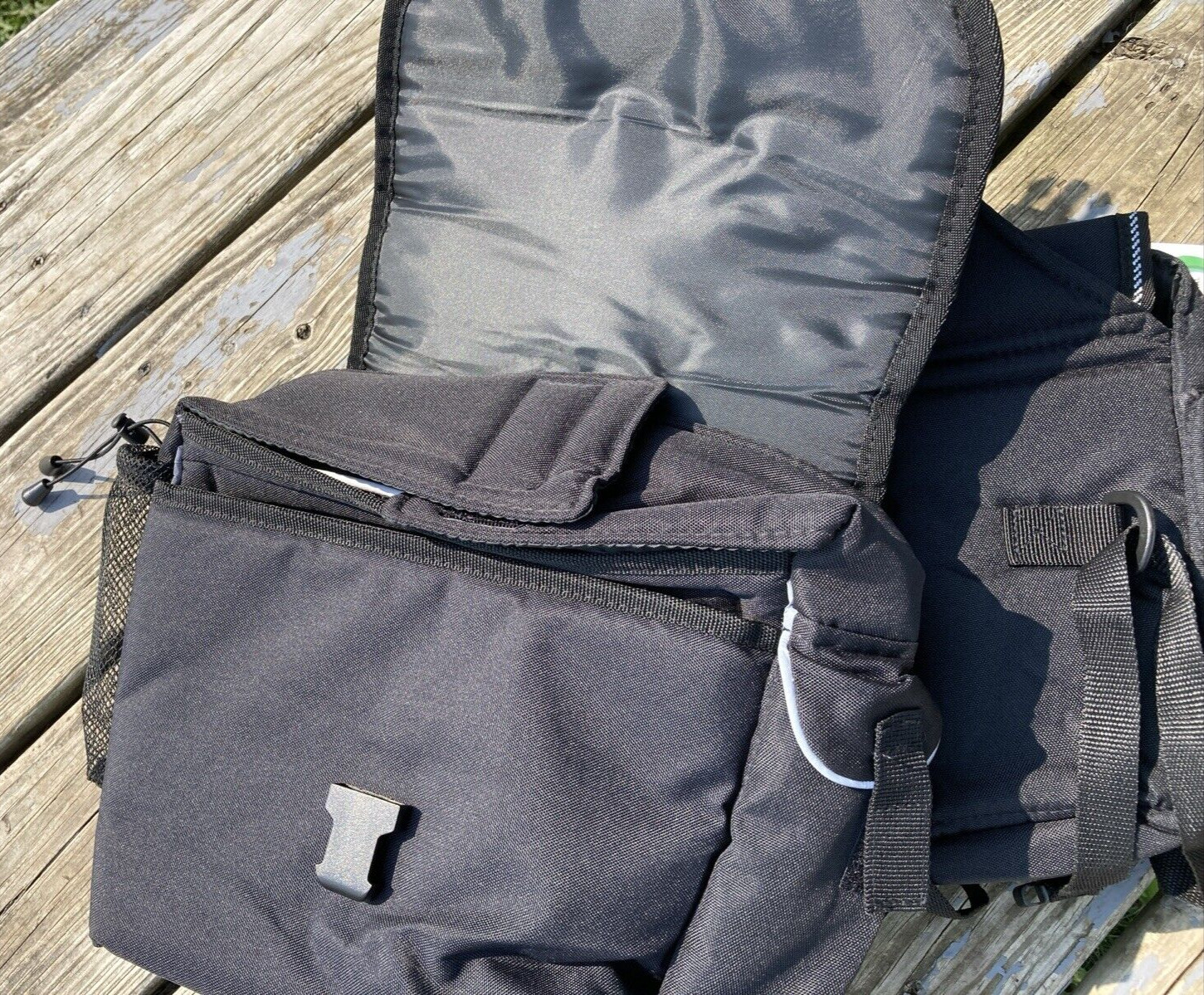 Insulated black nylon, 600D, Western horse gear saddle bags w/multiple pockets