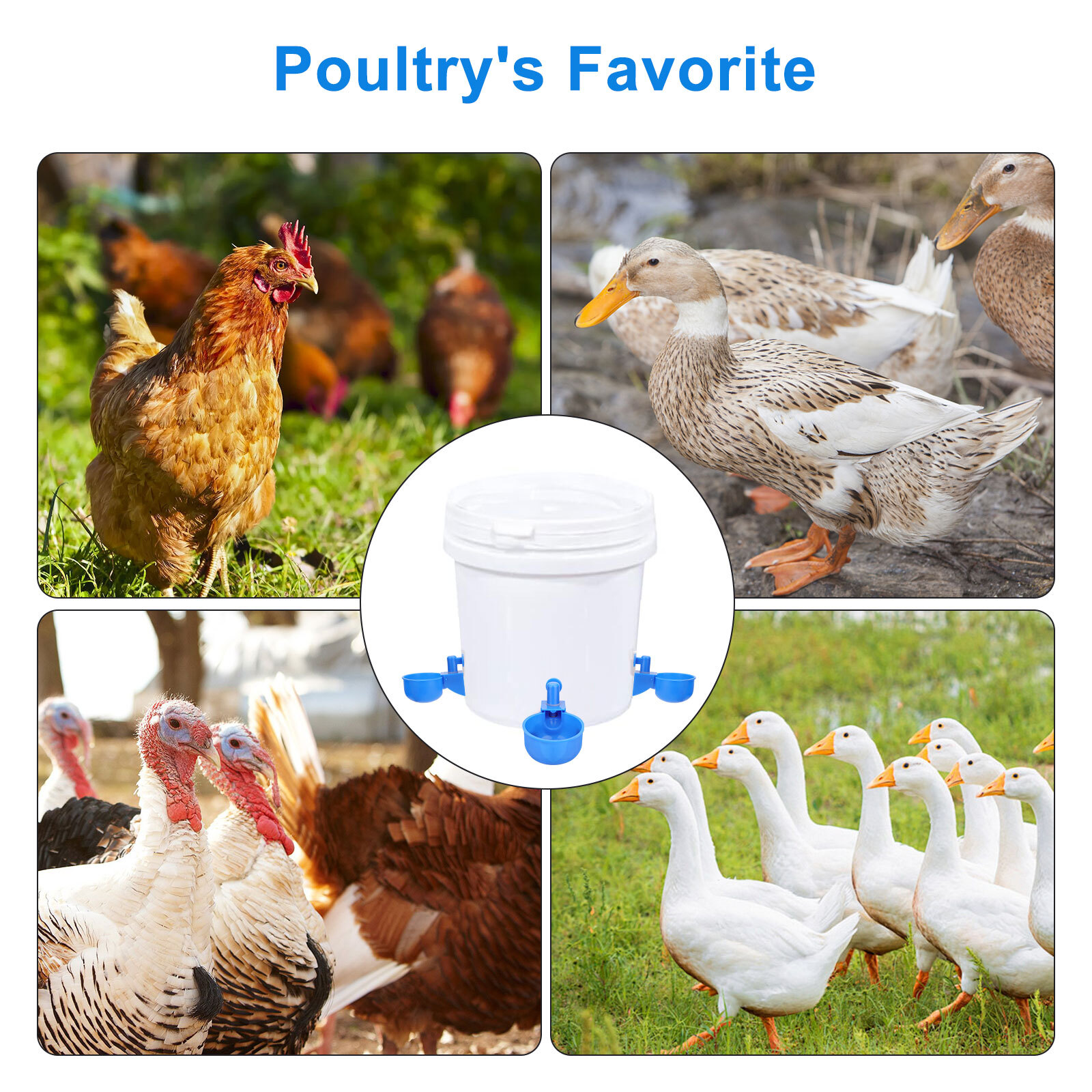 10Pcs Automatic Water Cups Poultry Drinker Waterer Chicken Duck Quail Drinking
