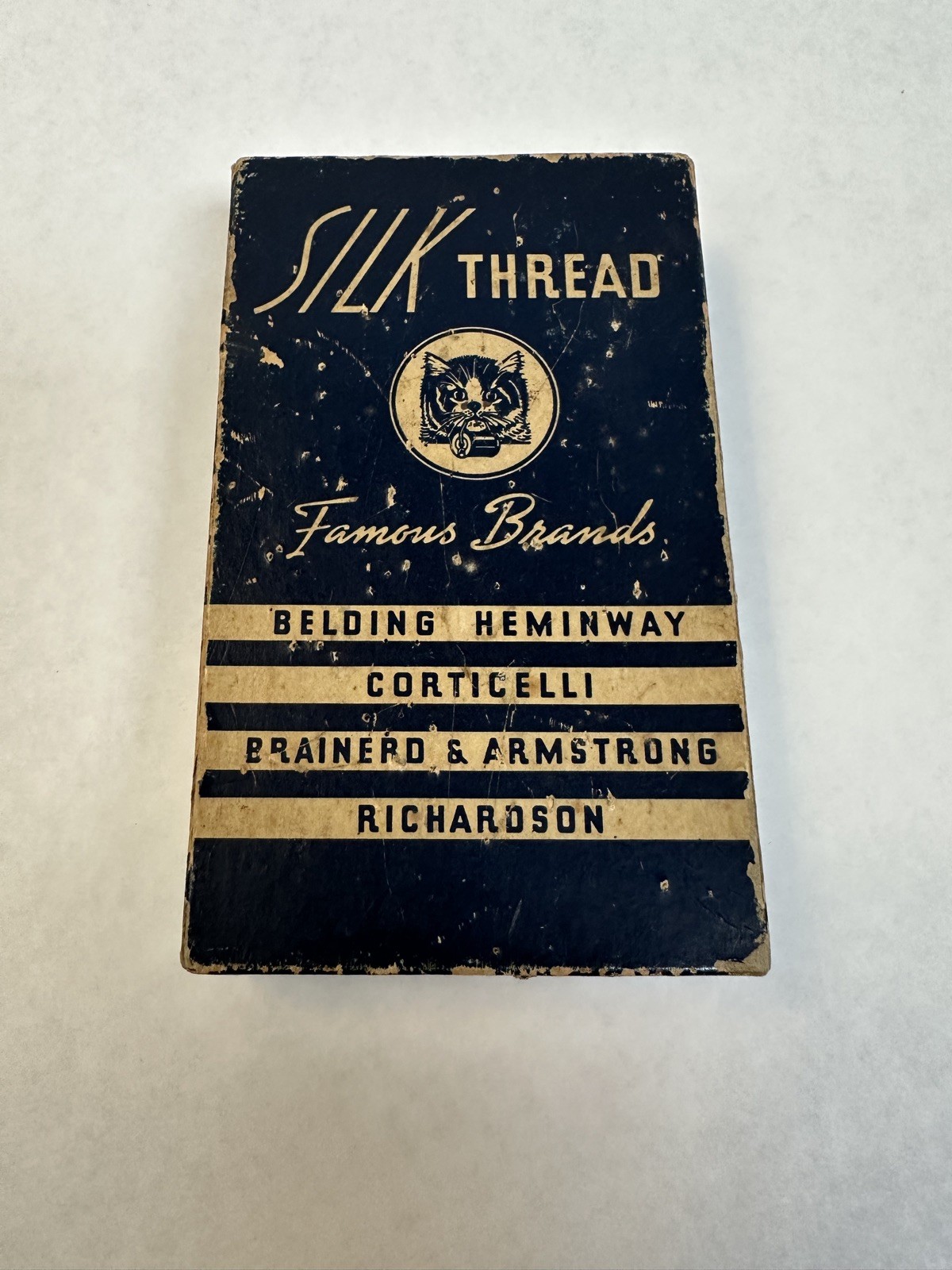 Vintage “Famous Brands” Silk Thread Box with 10 Wooden Spools - Mixed Lot