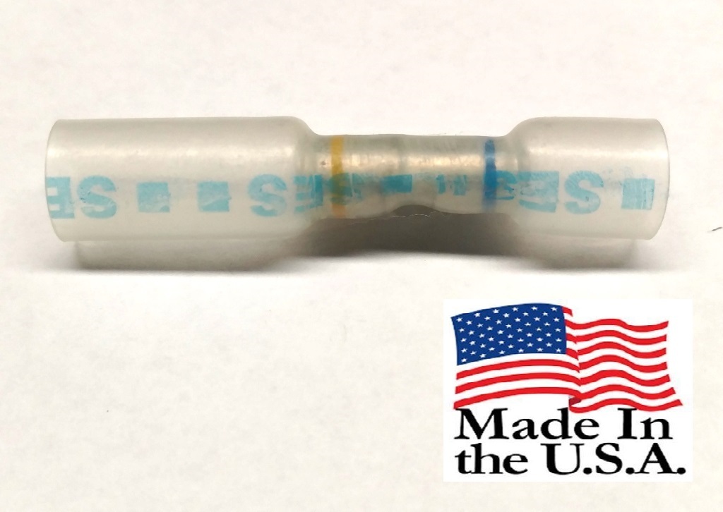 25 PCS 16-14 GA. 3 WAY BLUE 3M HEAT SHRINK BUTT WIRE CONNECTOR AUTOMOTIVE-MARINE