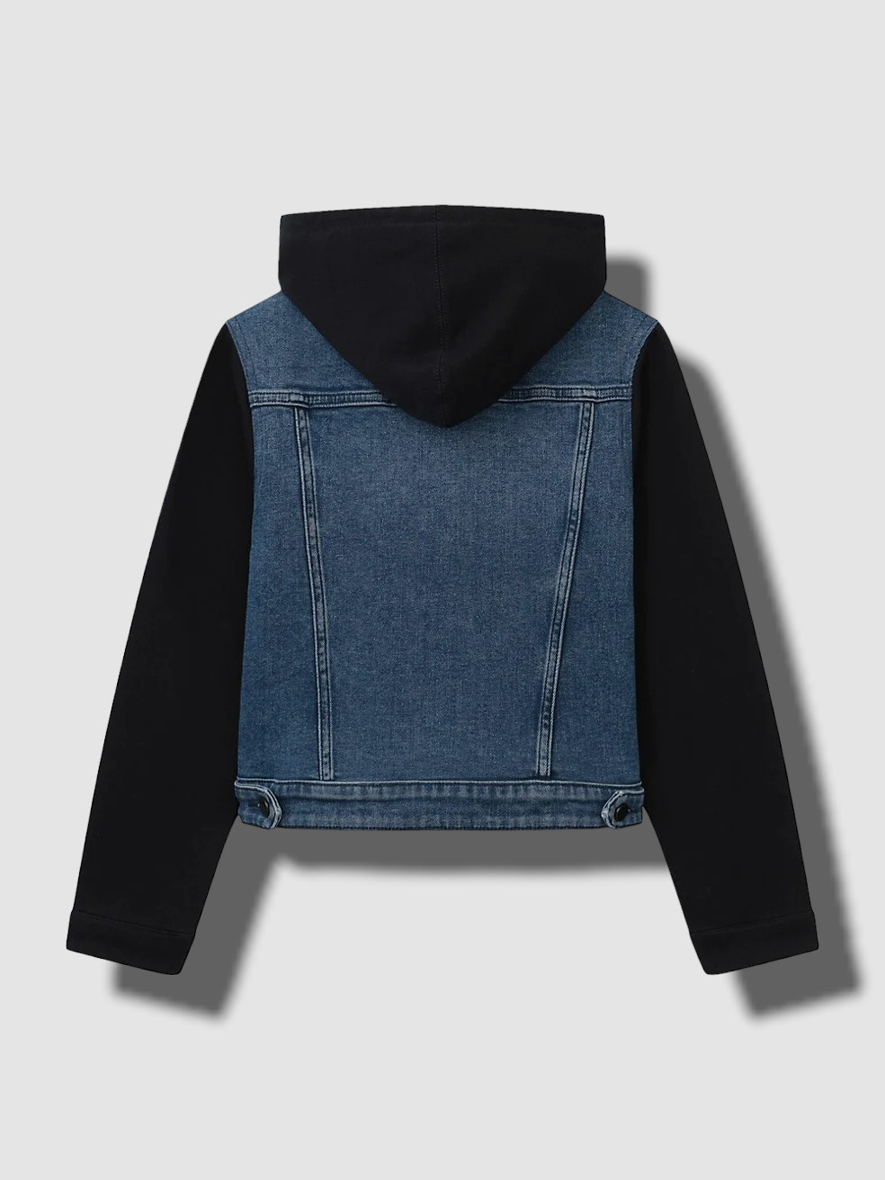 $66 DL1961 Kid's Girl's Blue Mixed Media Hooded Denim Jacket Size 6-6X