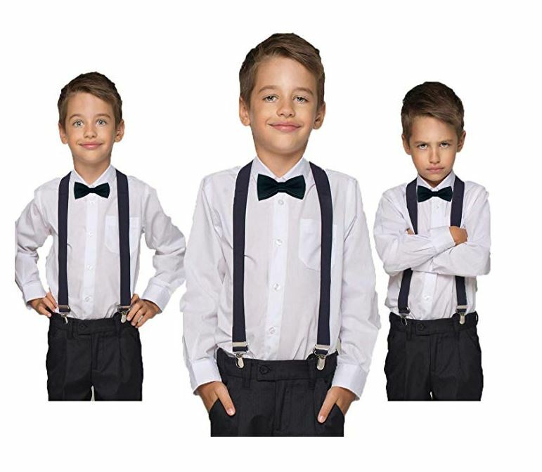 Beige Color toddler bow tie and suspenders set for baby, 5 to 6 years old boy
