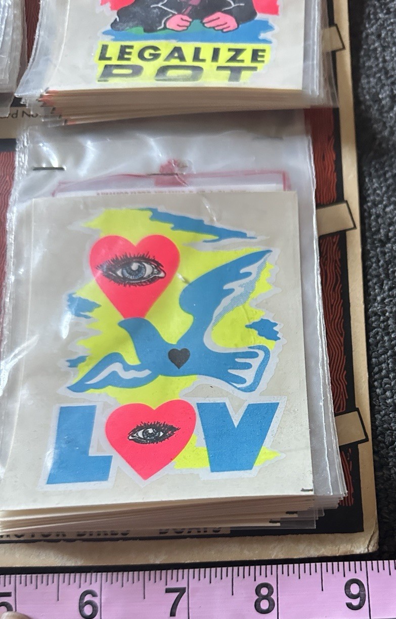 1960s Imko Hippie Decals Display Flower Power Love Legalize Pot Psychedelic Rare