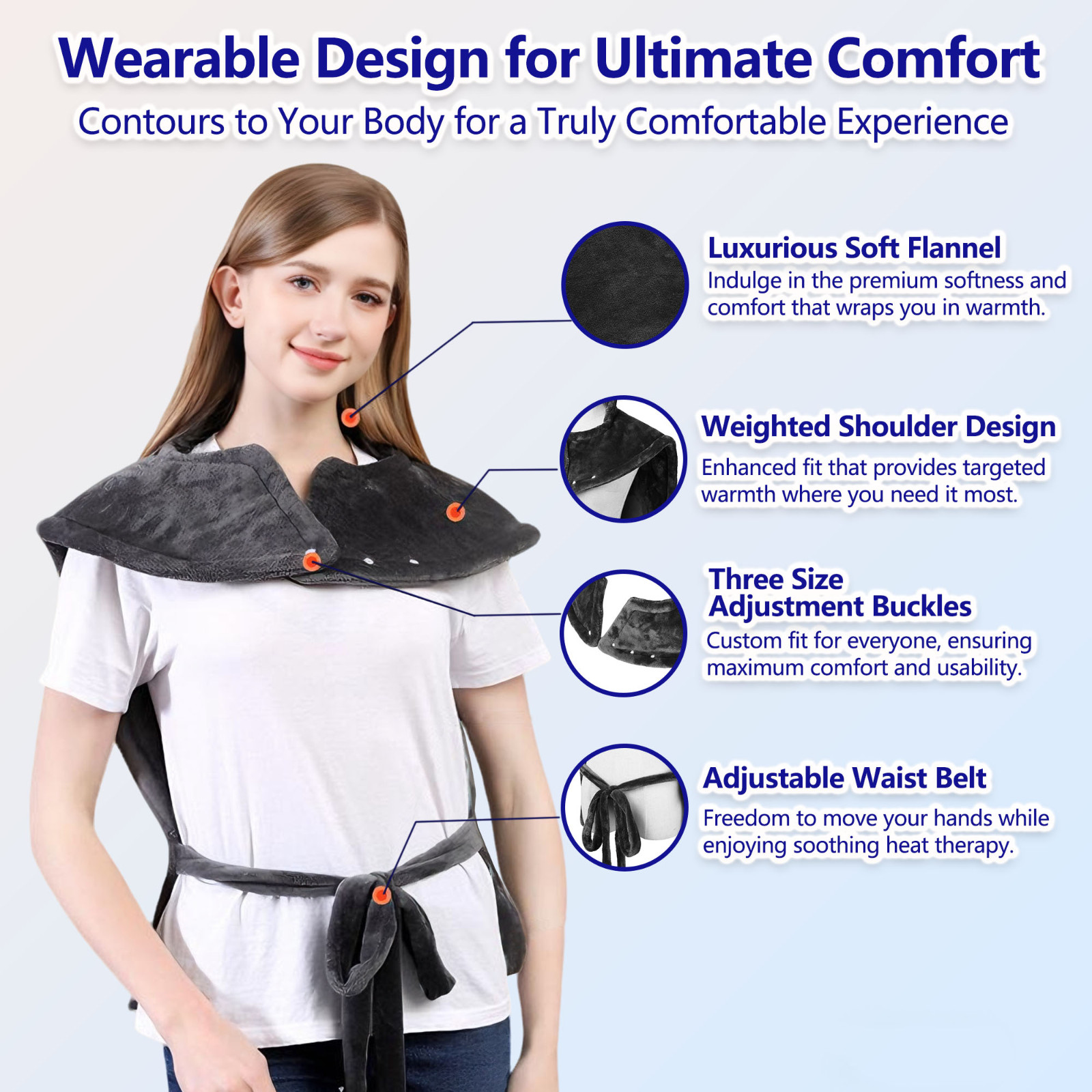 Heating Pad for Neck and Shoulders and Back,24"x37" Weighted Heating Pad for Bac