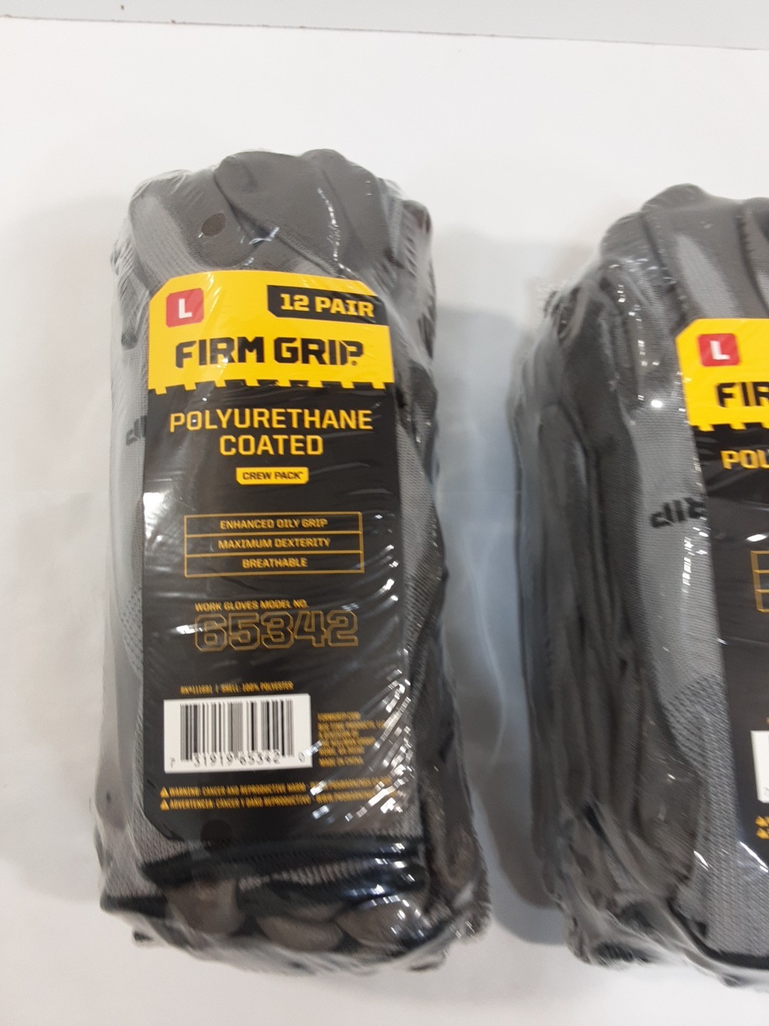 Firm Grip Large Polyurethane Coated Crew Work Gloves 2 packs of 12, 24 PAIRS