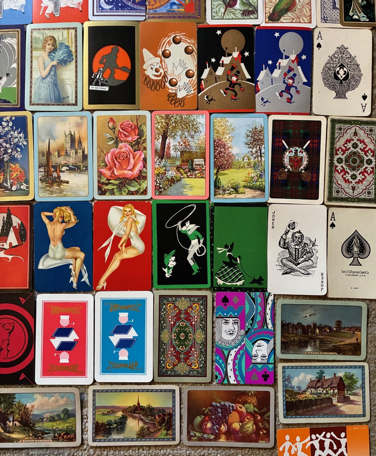 Lot~94 Vintage Single Swap Playing Cards~Art Deco~Women~Victorian~Flapper~Dogs+