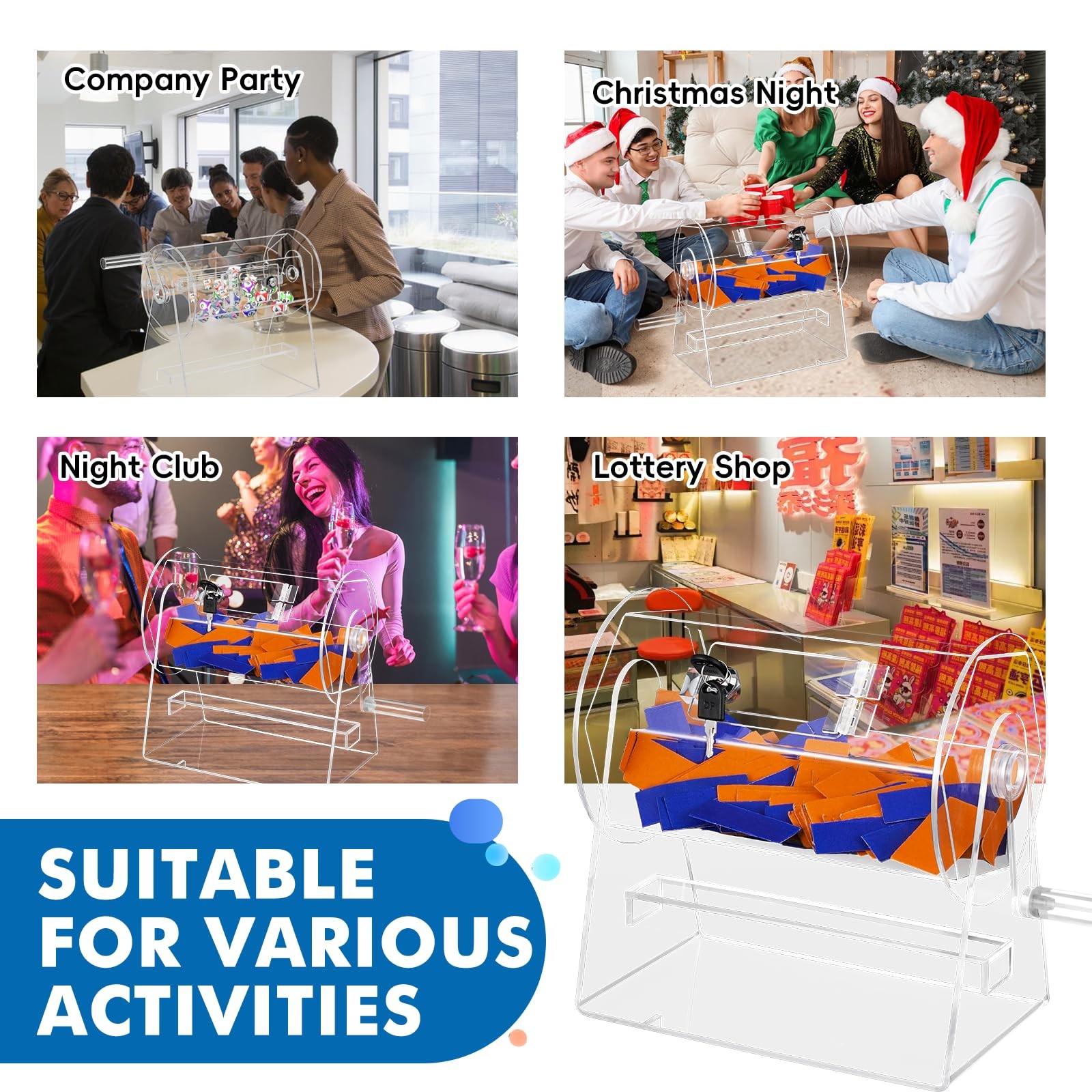 Acrylic Raffle Drum Raffle Ticket Spinner Clear Raffle Ticket Drum Spinner Ca...