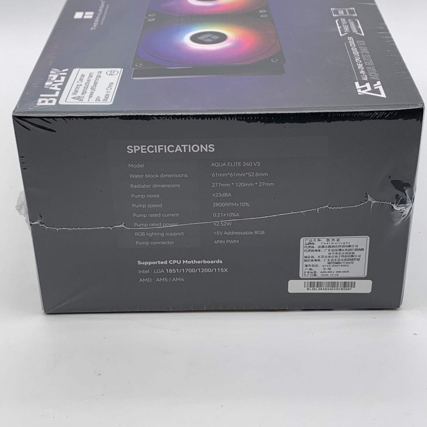 New Thermalright Aqua Elite 240 V3 All-In-One CPU Liquid Cooler TL-C12B-S V2