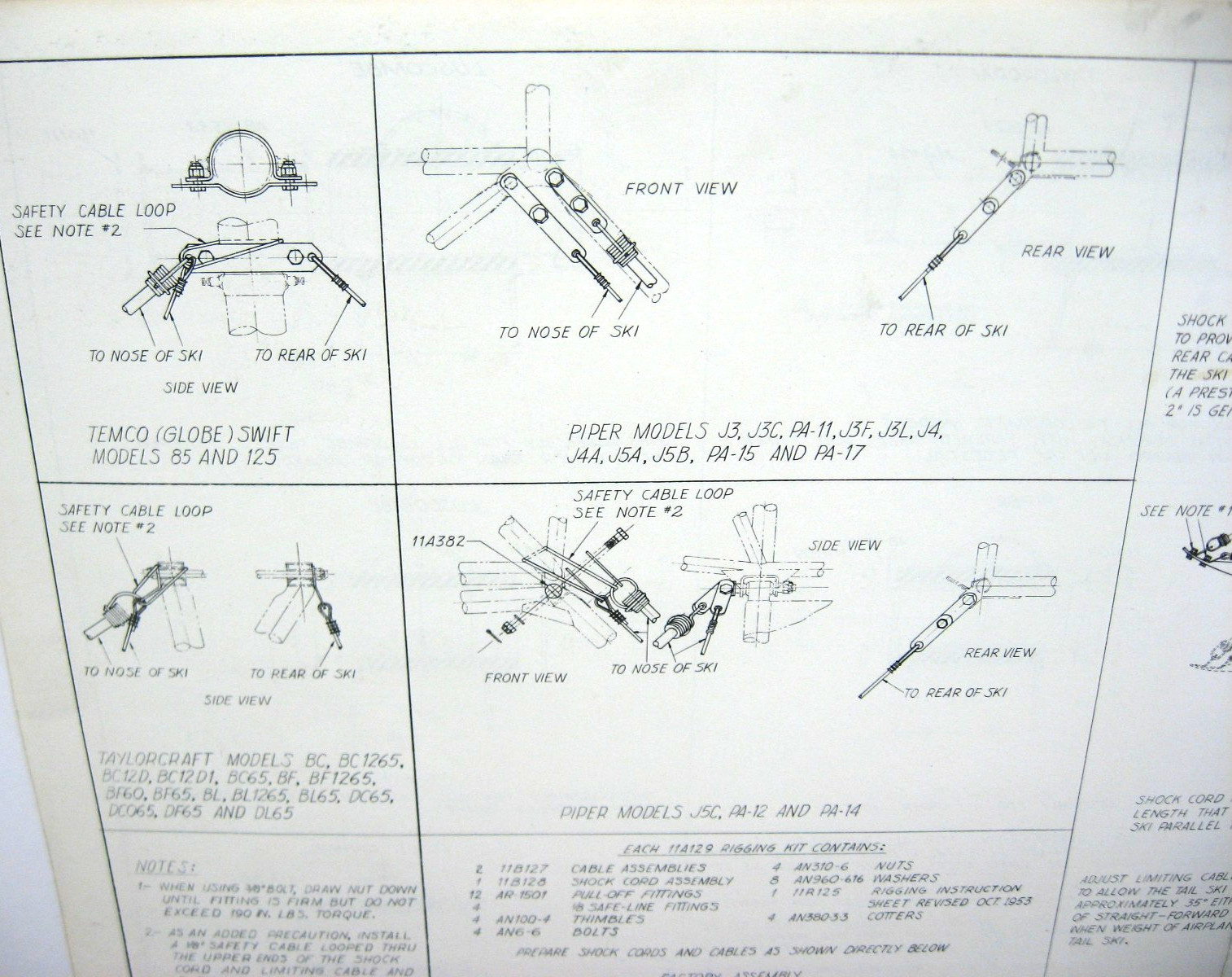 1959 Federal Aircraft Ski Installtn Instrctns 11R125-Cessna Luscombe Piper, plus