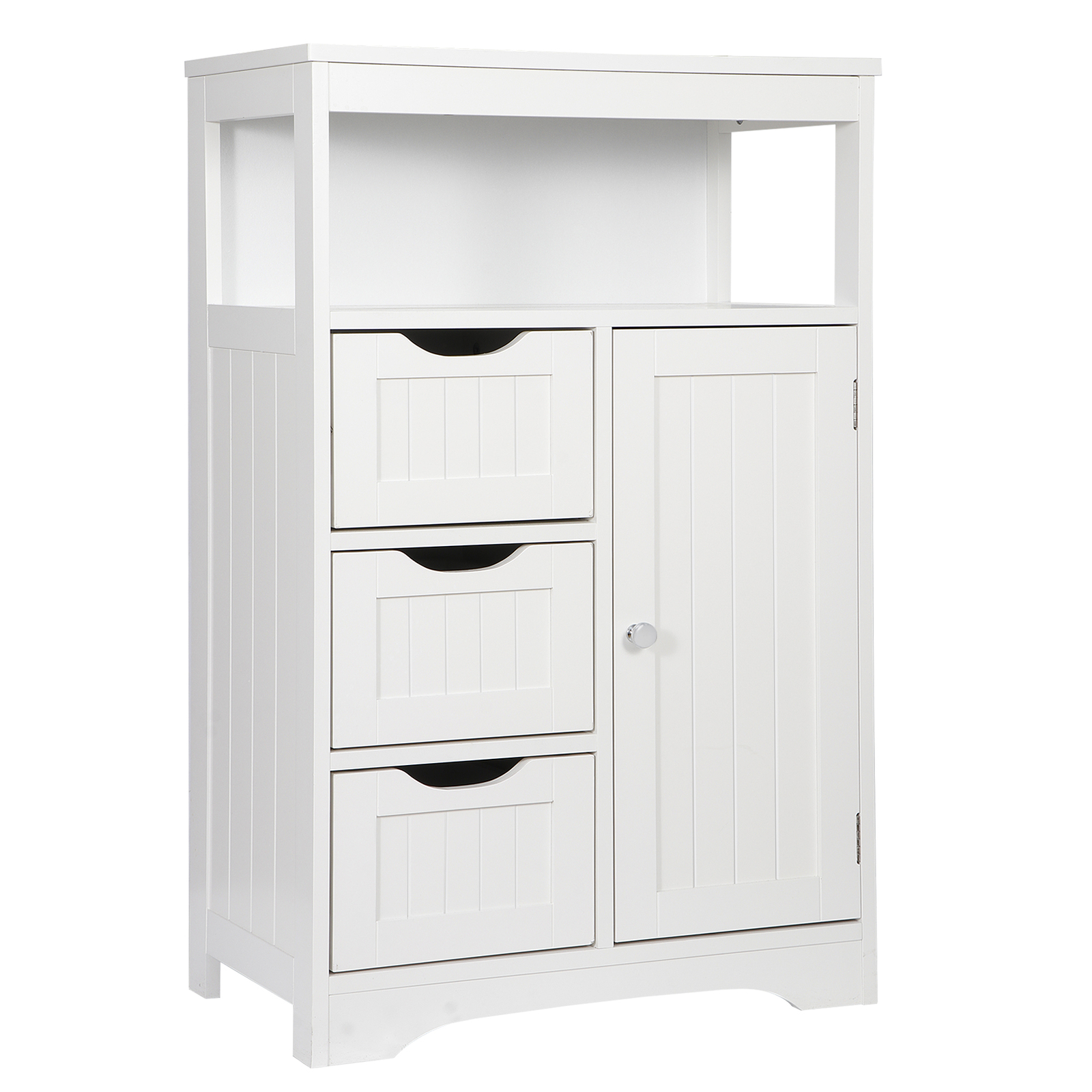 Bathroom Floor Storage Cabinet Organizer w/ 3 Drawers and Adjustable Shelf White