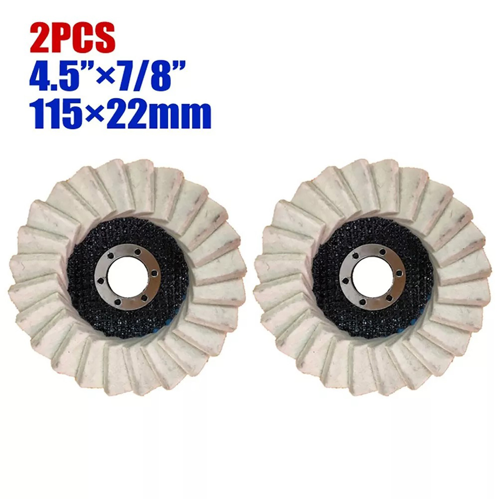 2Pcs 115MM Wool Felt Flap Disc Finishing Wheel Buffing Pads For Angle Grinder