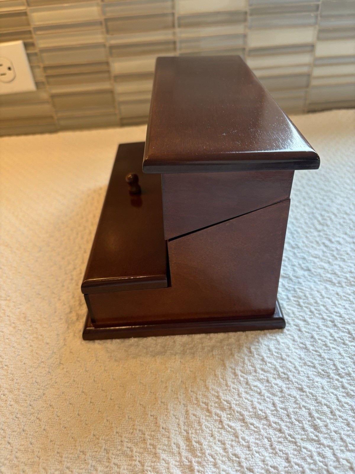 The Bombay Company Letter Desk Organizer Solid Wood Mahogany Hinged Vintage
