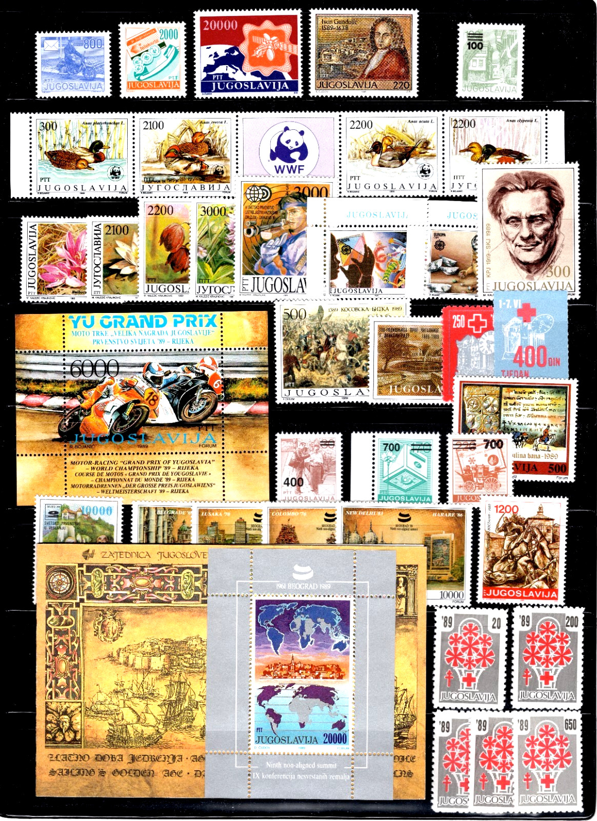 Yugoslavia Sc#1938/RA87, 1989 Collection:  30+ Stamps+ 2 SS+1 Booklet Mint NH OG