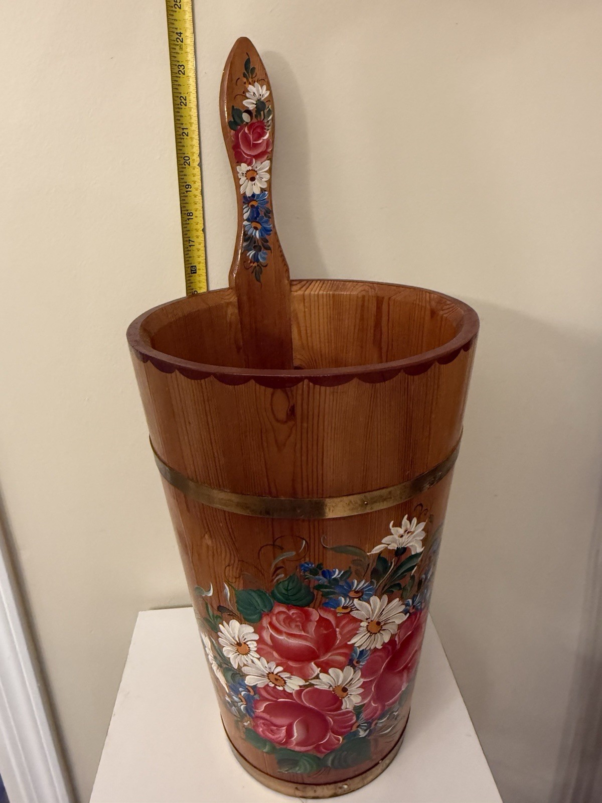 VTG Wood Umbrella Cane Plant Stand Handcrafted Painted Country Farmhouse 24"