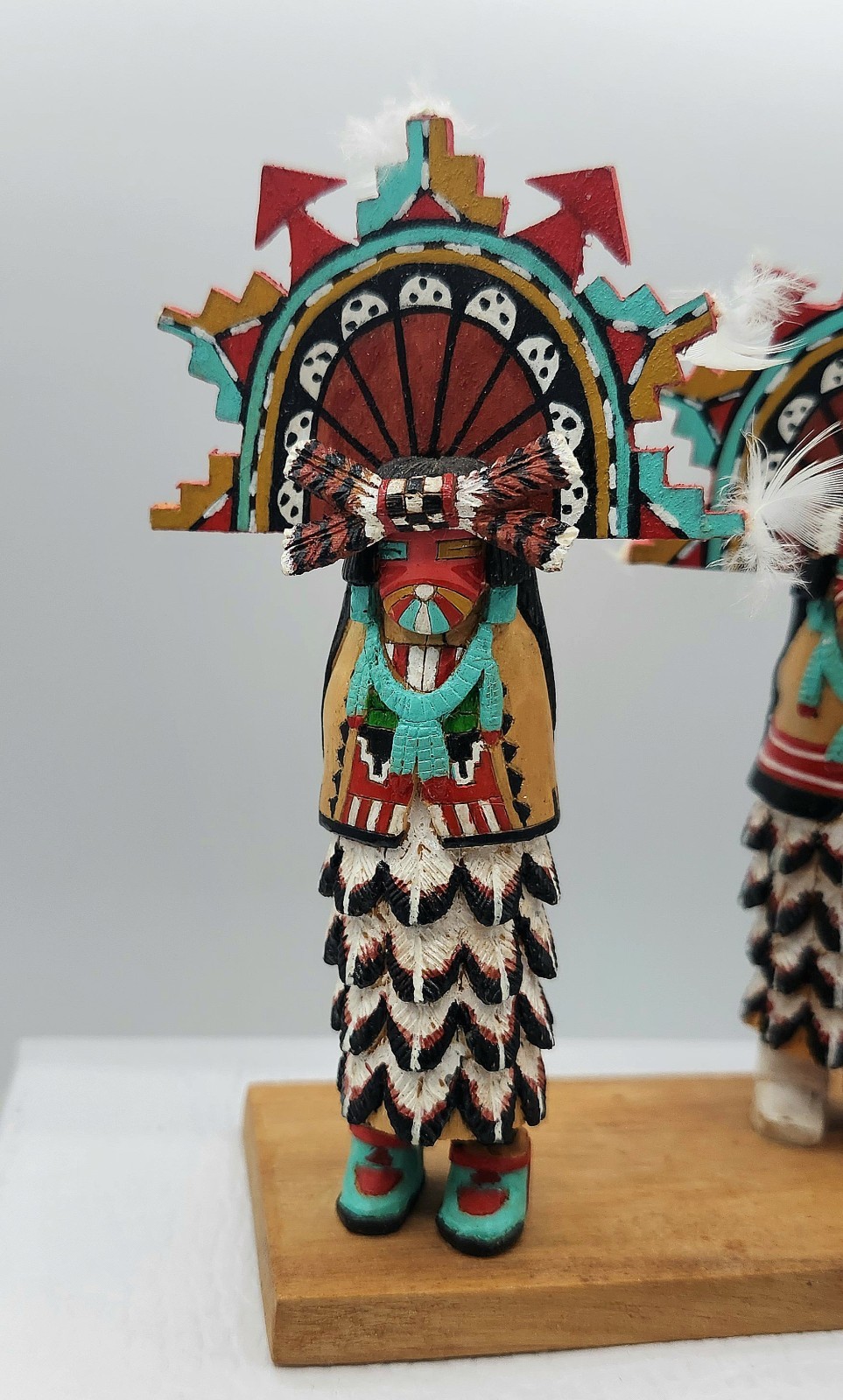 Vtg Wood Native American Hopi Salako Taka & Mana Kachina Figures M. Poseyesva Jr