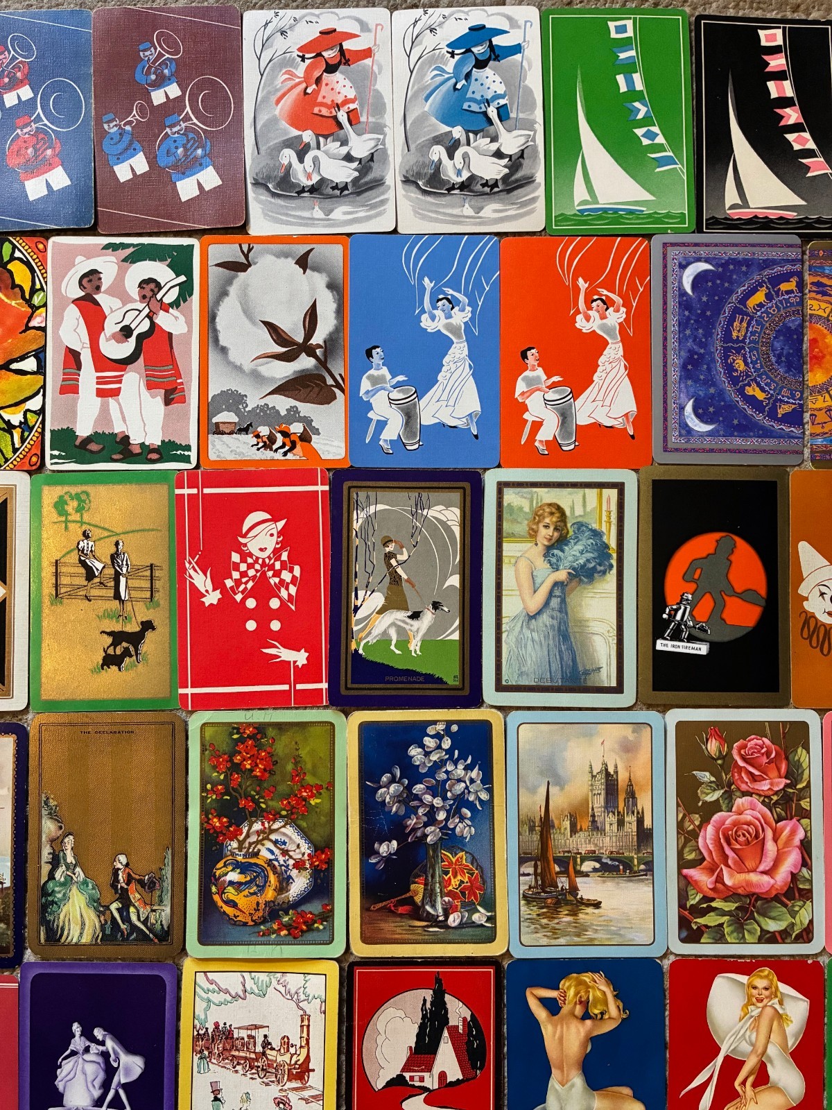 Lot~94 Vintage Single Swap Playing Cards~Art Deco~Women~Victorian~Flapper~Dogs+