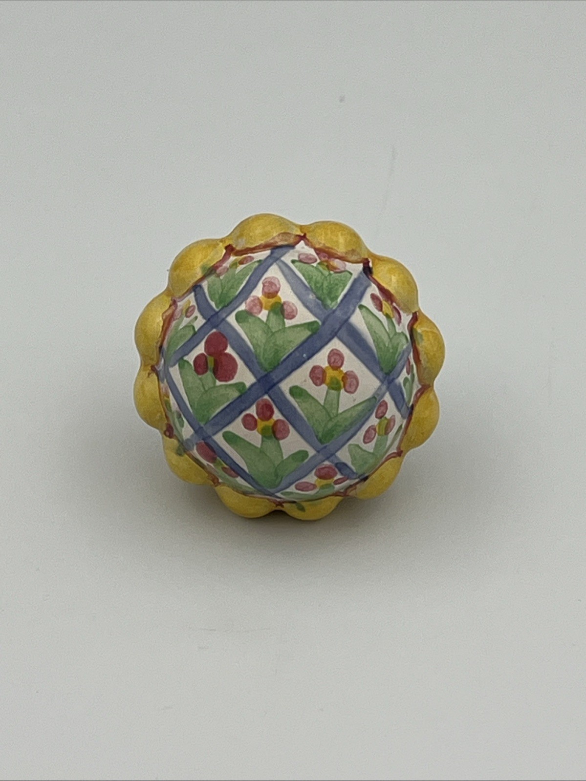 Mackenzie Childs Majolica 1.5” Flowers Multicolor Cabinet Knob Drawer Pull